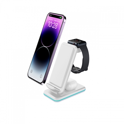 iWatch/Airpods/iPad Multifunctional Foldable 3-in-1 Smart Phone Wireless Charger with Magnetic Connector